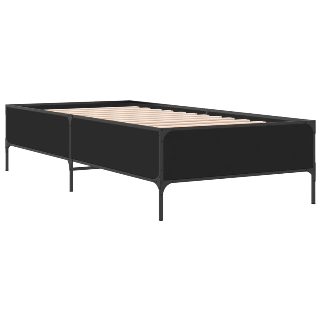 vidaXL Sängram svart 90x190 cm konstruerat trä och metall