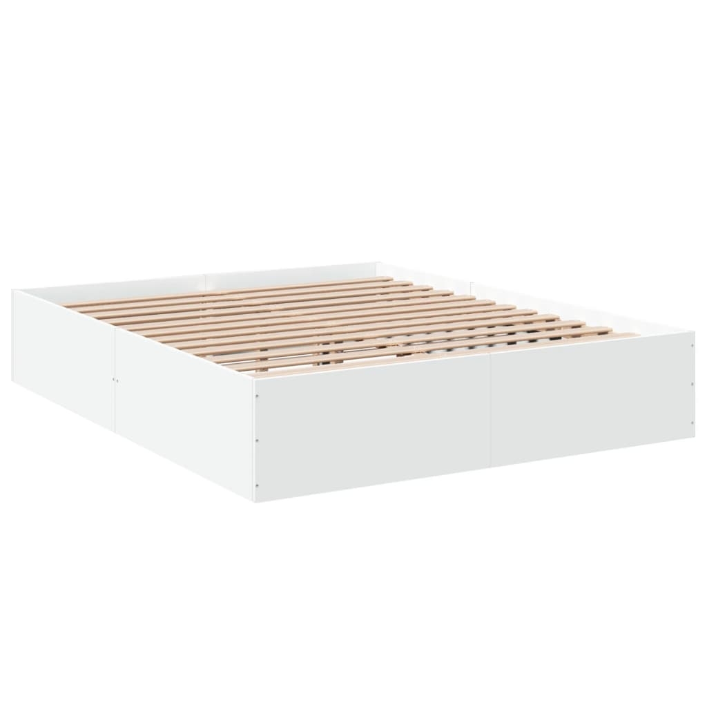 vidaXL Sängram vit 150x200 cm konstruerat trä