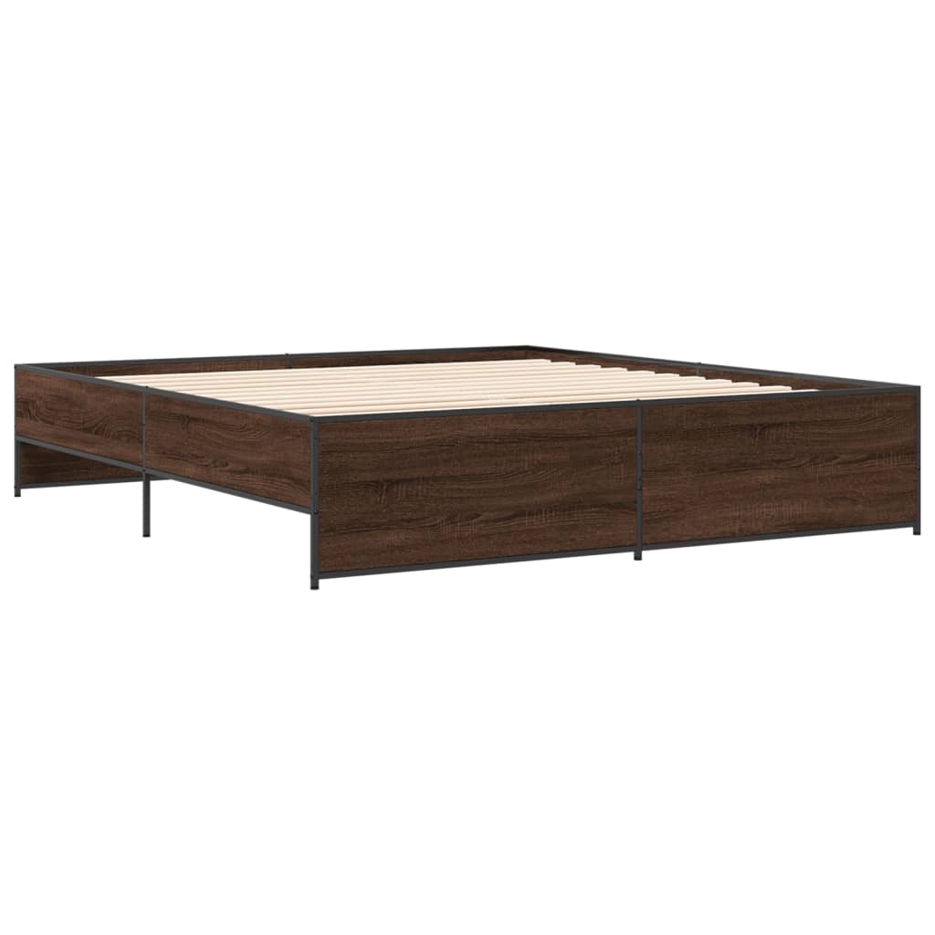vidaXL Sängram brun ek 180x200 cm konstruerat trä och metall