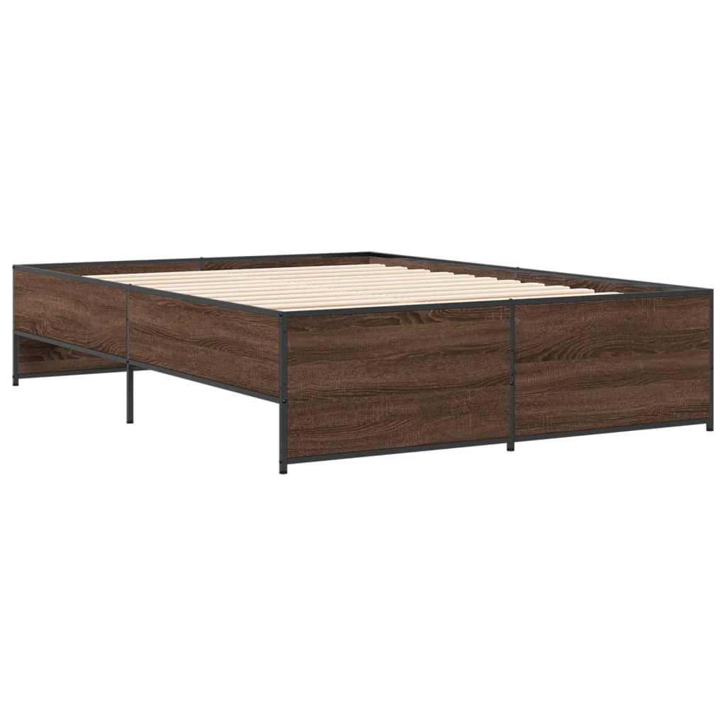 vidaXL Sängram brun ek 120x200 cm konstruerat trä och metall