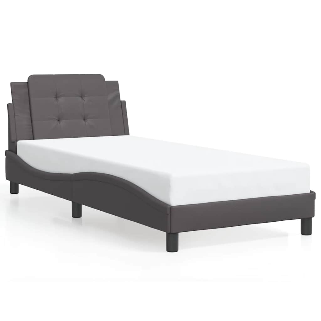 vidaXL Bed Frame without Mattress "Zadar" Grey 100x200 cm Faux Leather