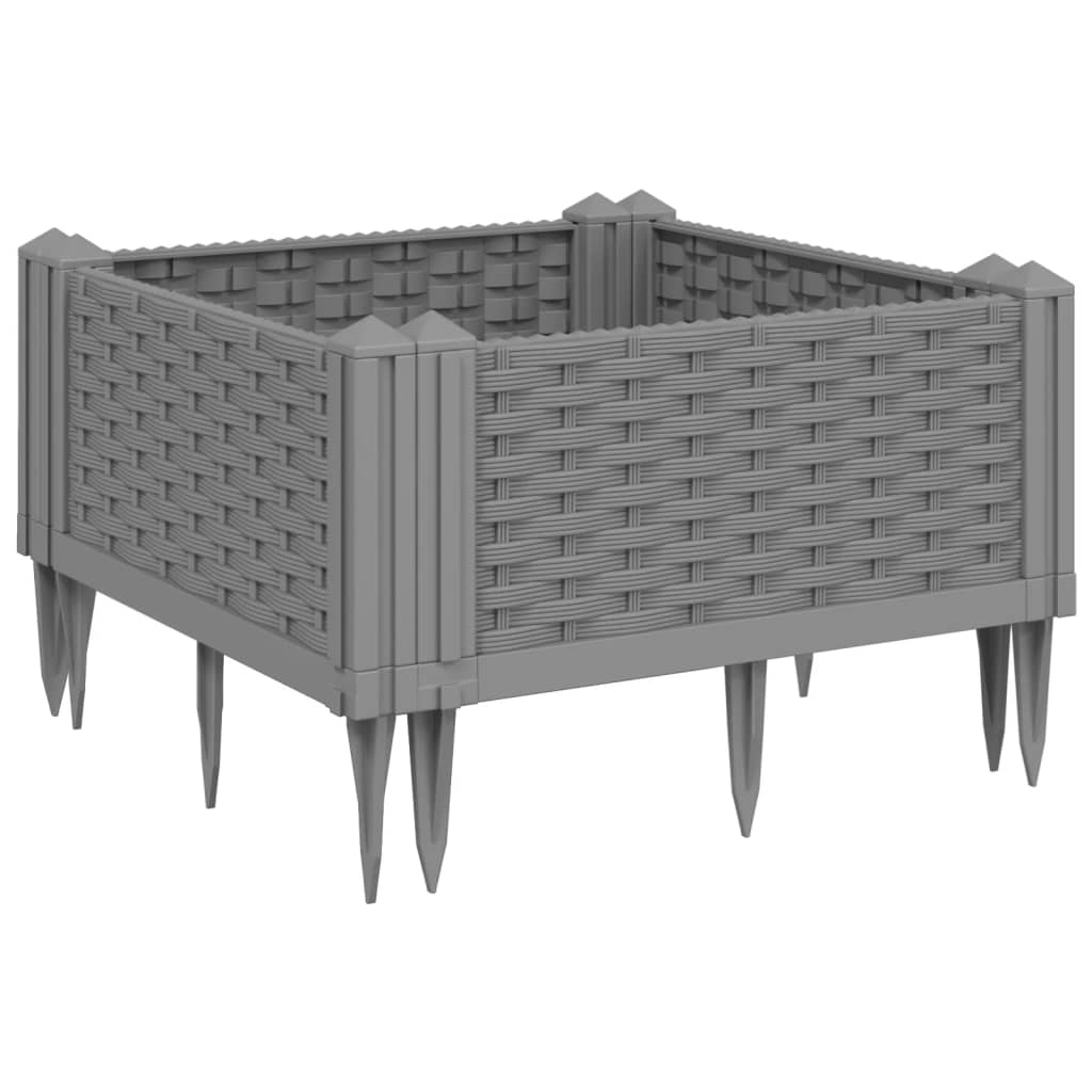 vidaXL Odlingslåda med piggar ljusgrå 42,5x42,5x28,5 cm PP
