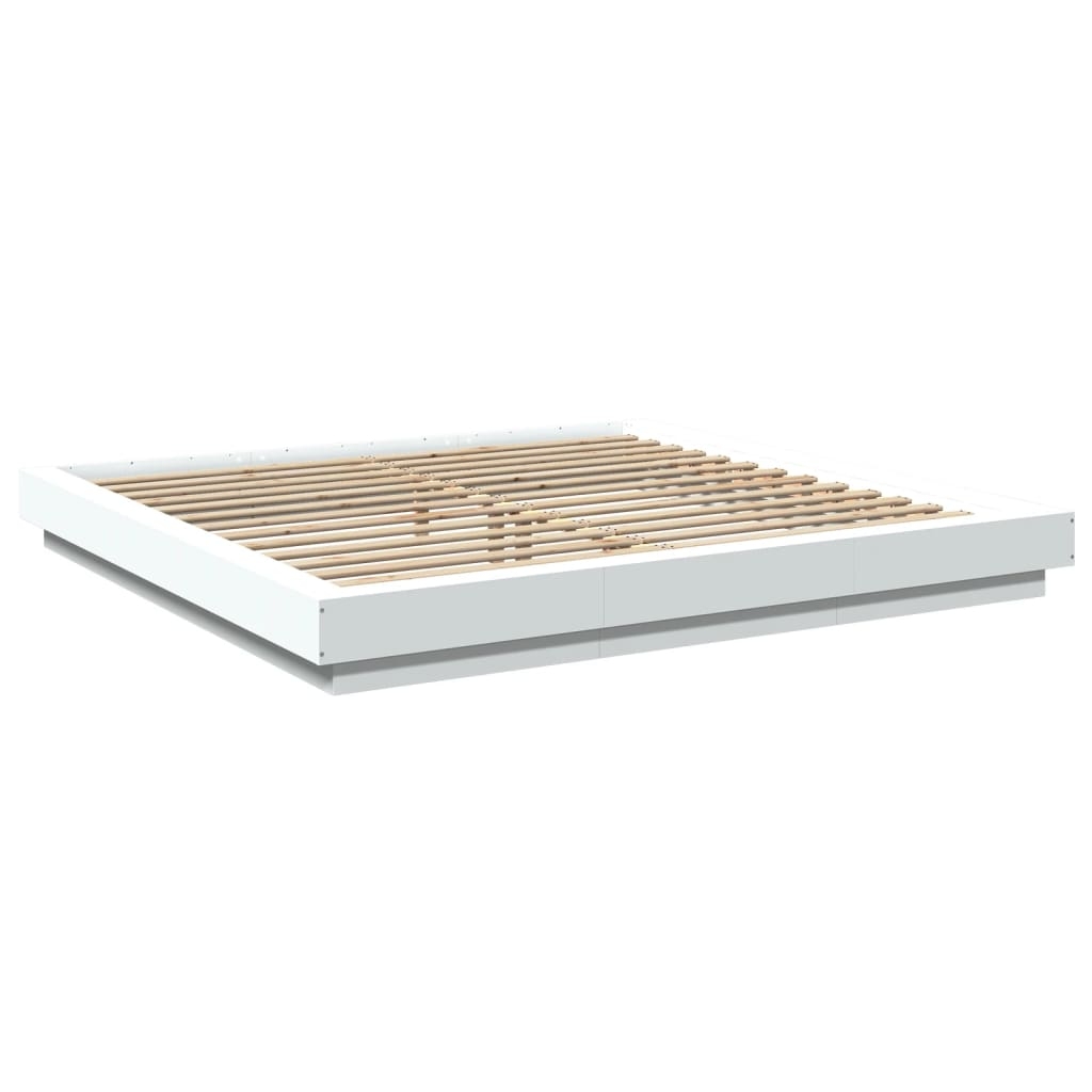 vidaXL Sängram vit 200x200 cm konstruerat trä