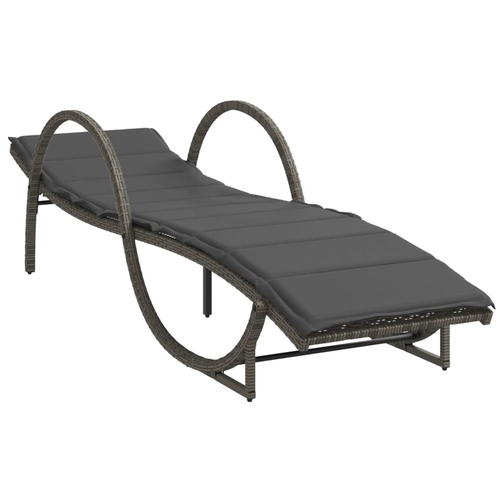 vidaXL Solsäng med dyna grå 60x199x42 cm konstrotting