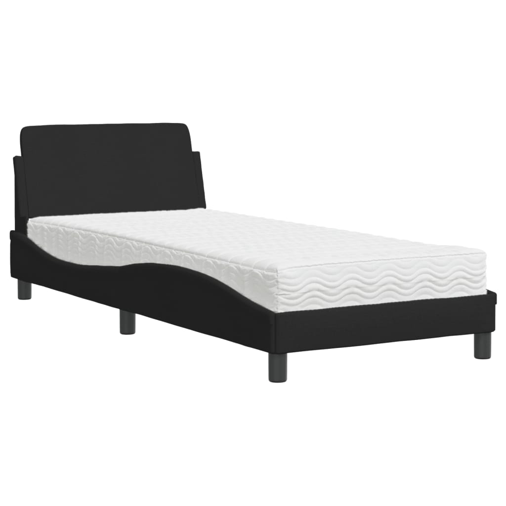 vidaXL Säng med madrass svart 80x200 cm tyg