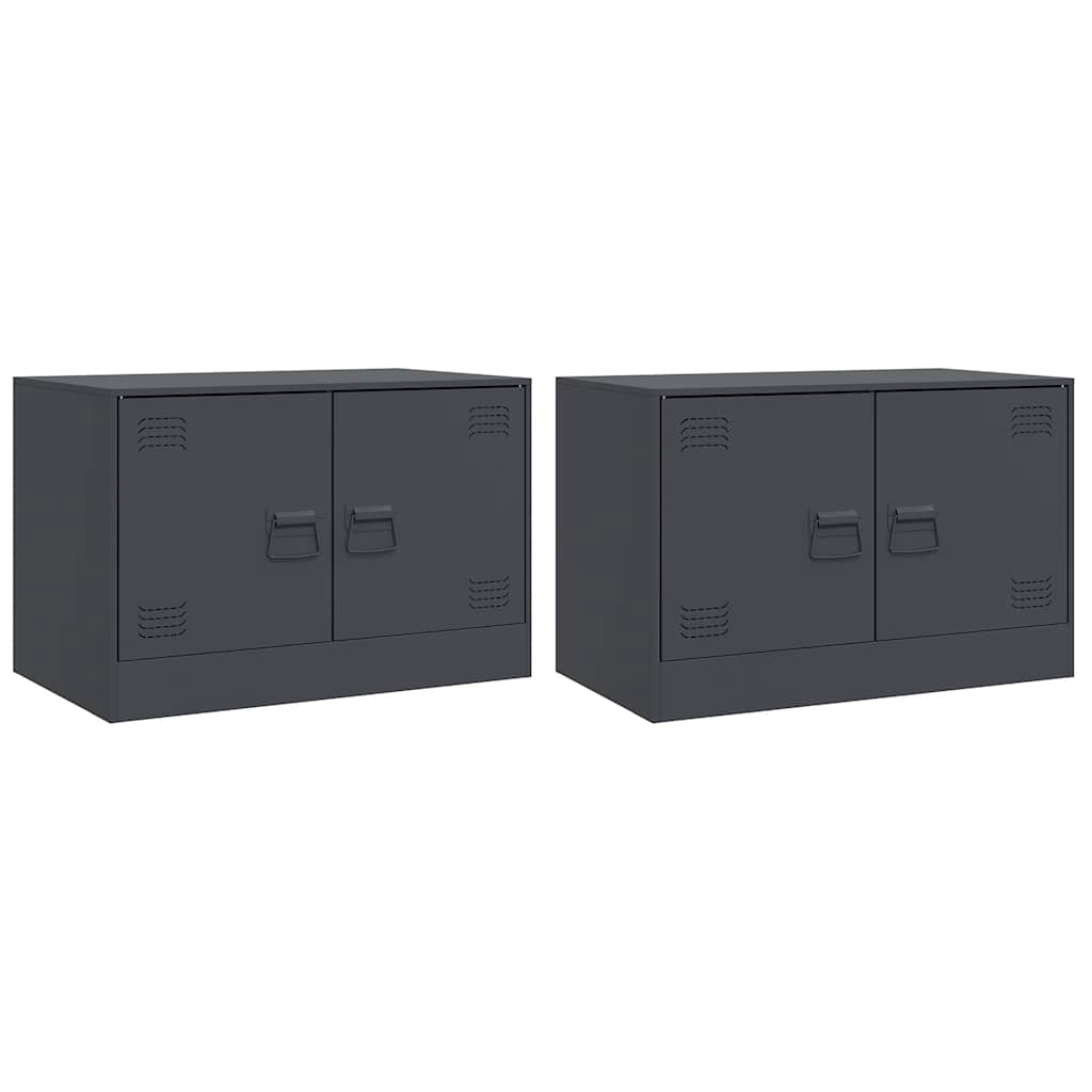 vidaXL TV-skåp 2 st antracit 67x39x44 cm stål