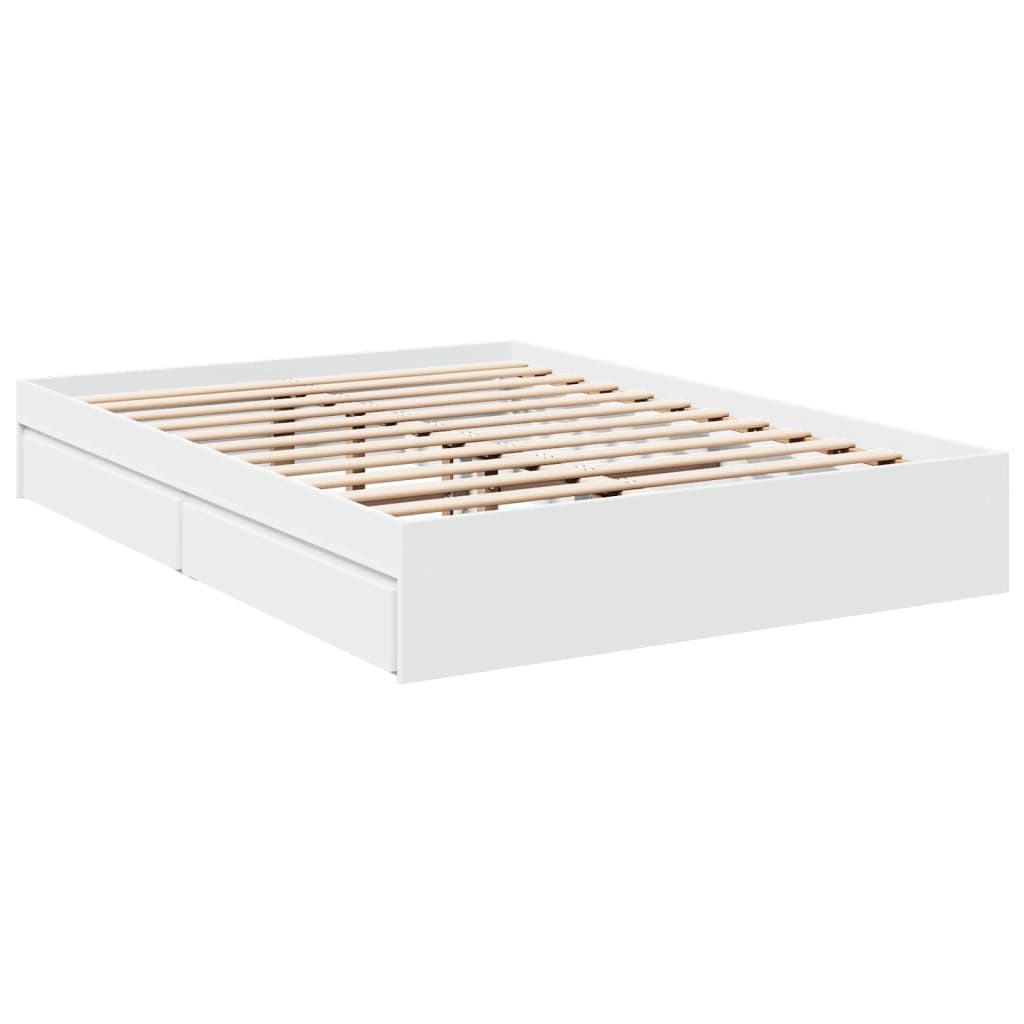 vidaXL Sängram med lådor vit 140x200 cm konstruerad trä