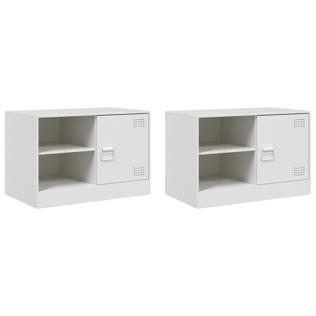 vidaXL TV-skåp 2 st vit 67x39x44 cm stål