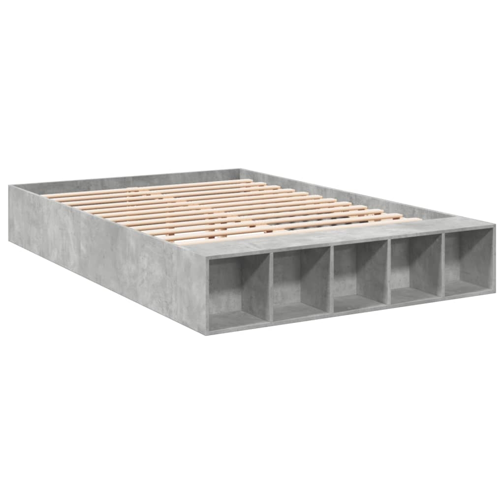 vidaXL Sängram betonggrå 150x200 cm konstruerad trä