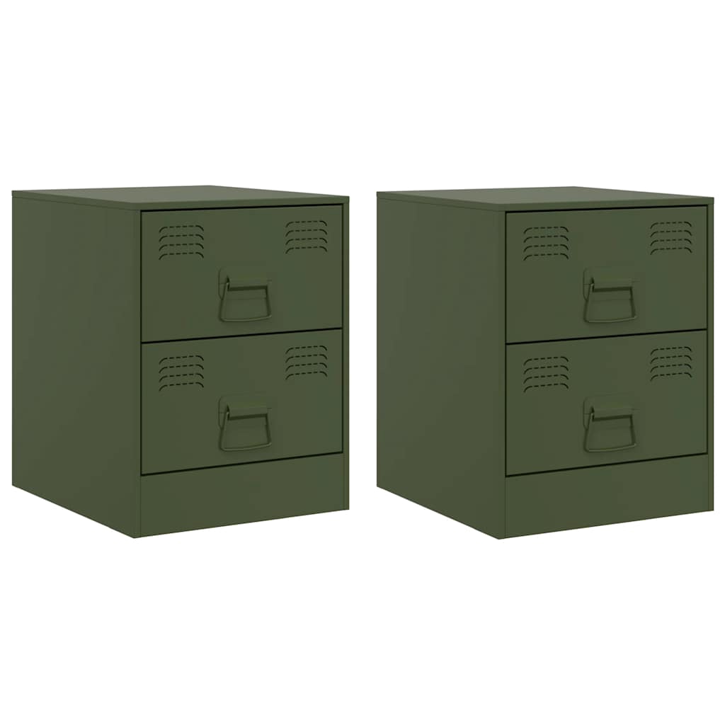 vidaXL Sängskåp 2 st grön 34,5x39x44 cm stål