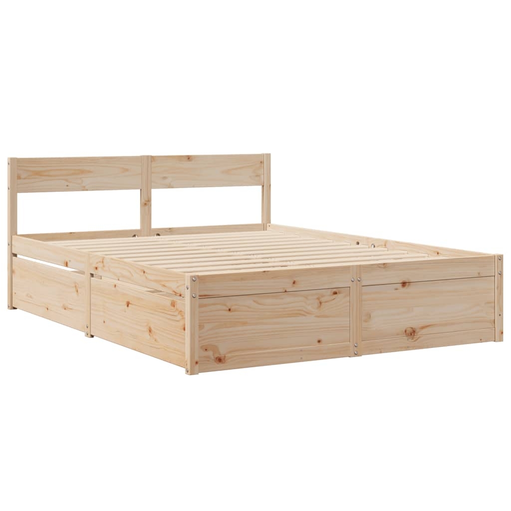 vidaXL Sängram utan madrass 140x200 cm massiv furu