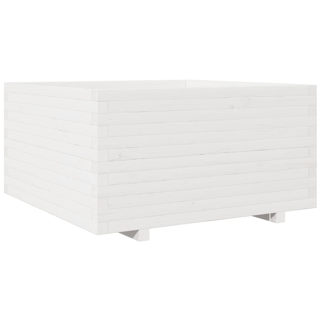 vidaXL Odlingslåda vit 90x90x49,5 cm massiv furu