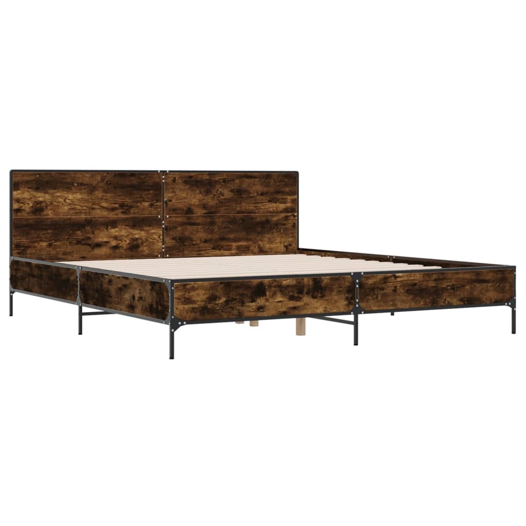 vidaXL Sängram rökfärgad ek 200x200 cm konstruerat trä och metall