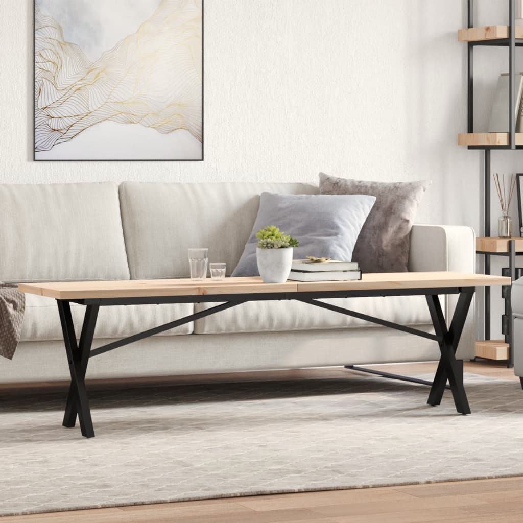 vidaXL Soffbord X-ram 160x40x45,5 cm massiv furu och gjutjärn