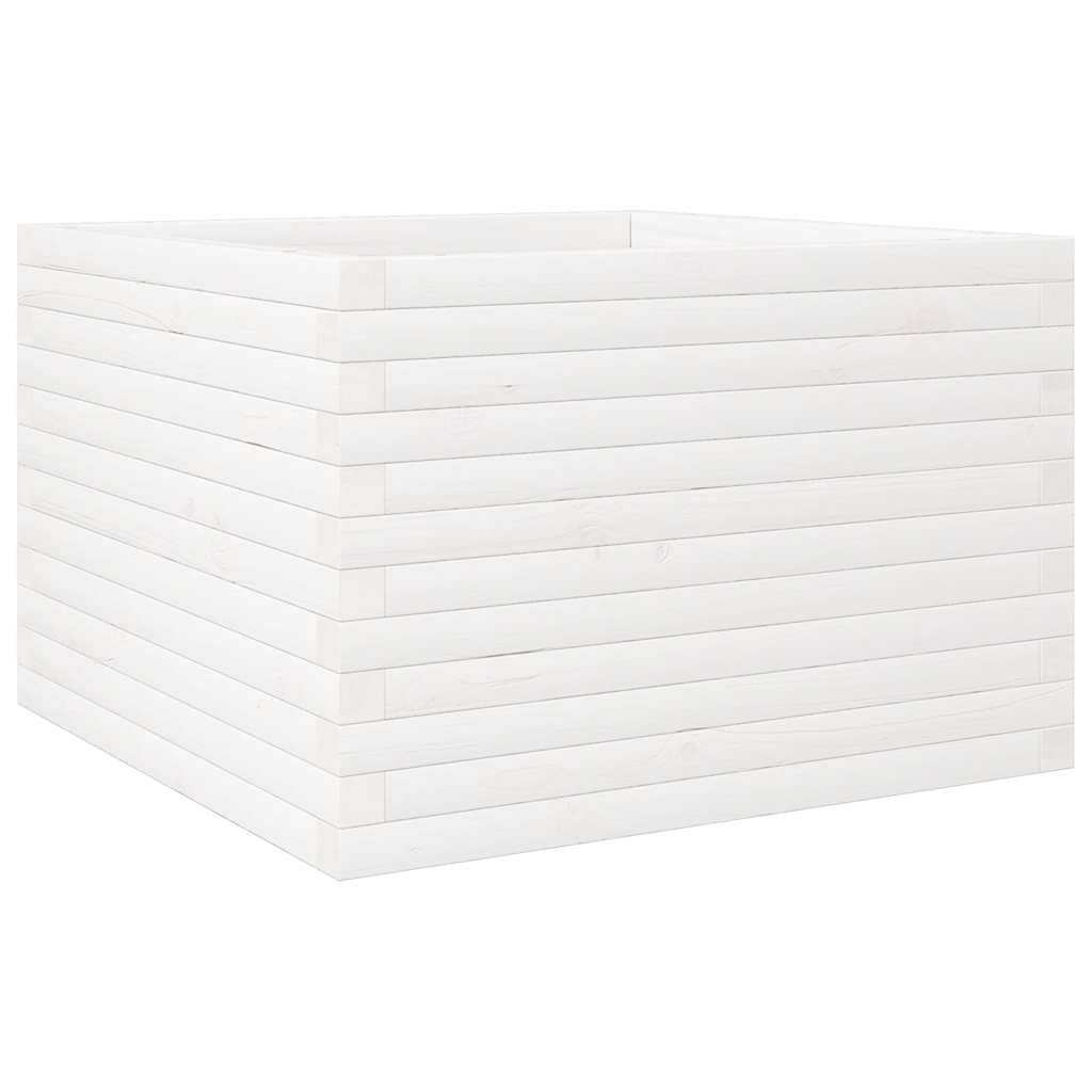 vidaXL Odlingslåda vit 70x70x46 cm massiv furu