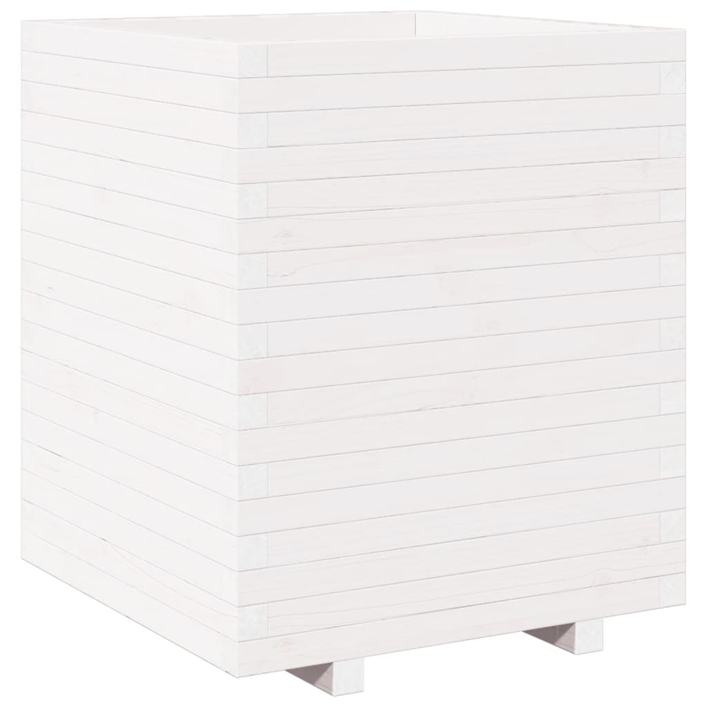 vidaXL Odlingslåda vit 60x60x72,5 cm massiv furu