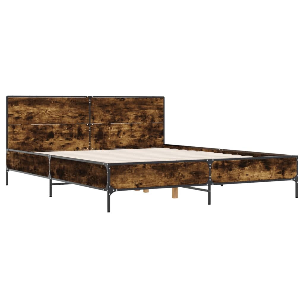 vidaXL Sängram rökfärgad ek 140x200 cm konstruerad trä och metall