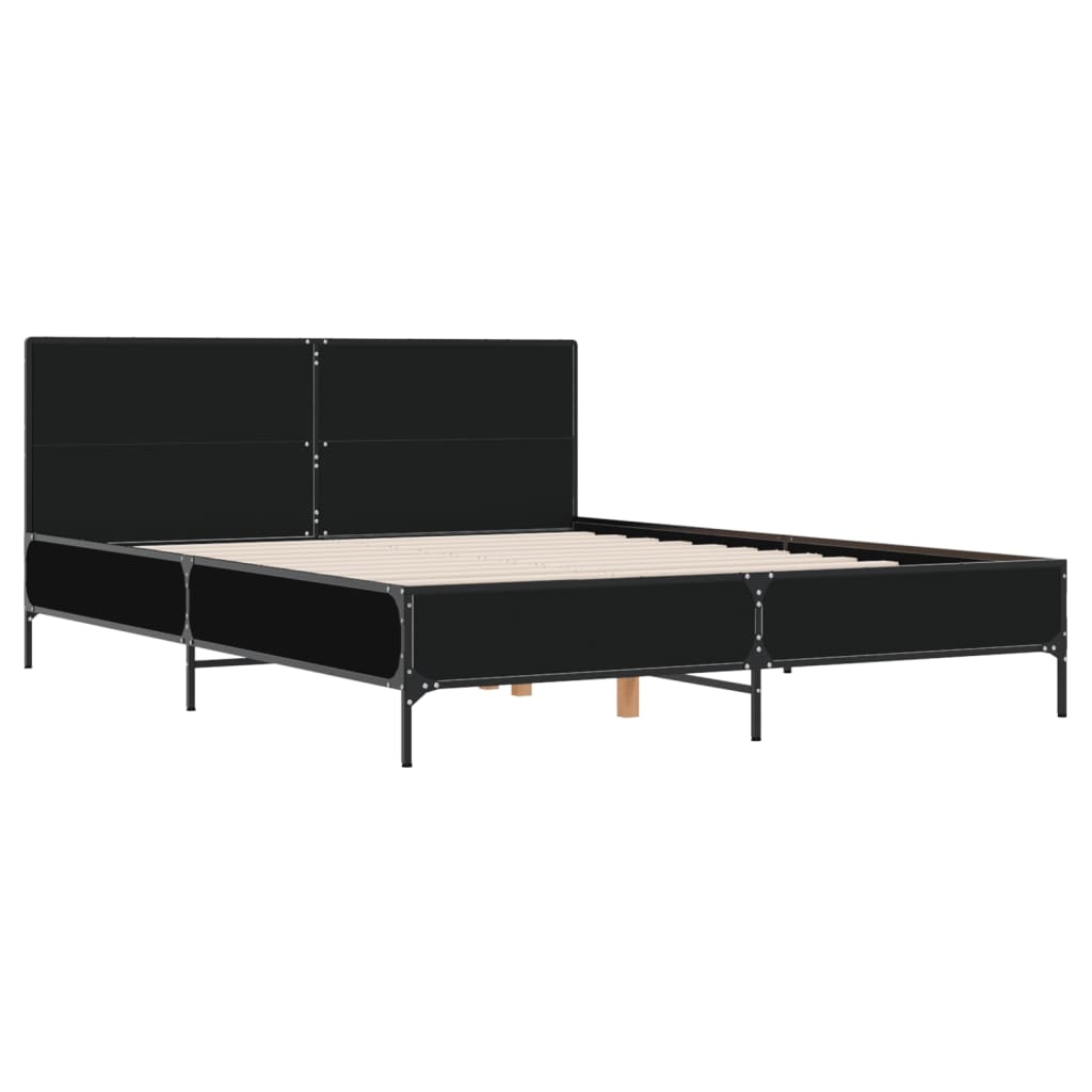 vidaXL Sängram svart 150x200 cm konstruerat trä och metall