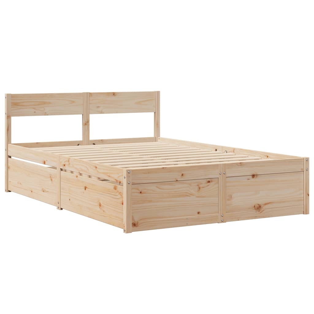vidaXL Sängram utan madrass 140x190 cm massiv furu
