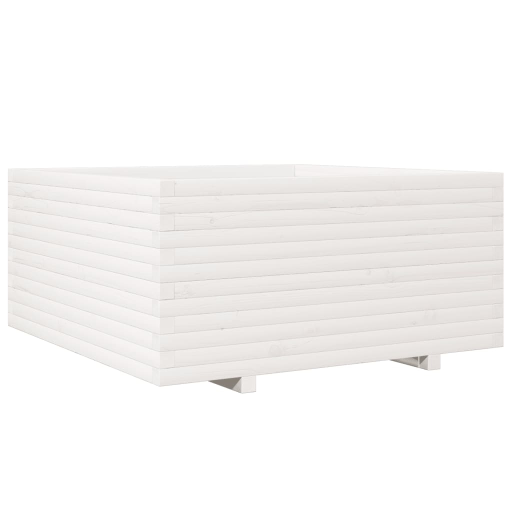 vidaXL Odlingslåda vit 100x100x49,5 cm massiv furu