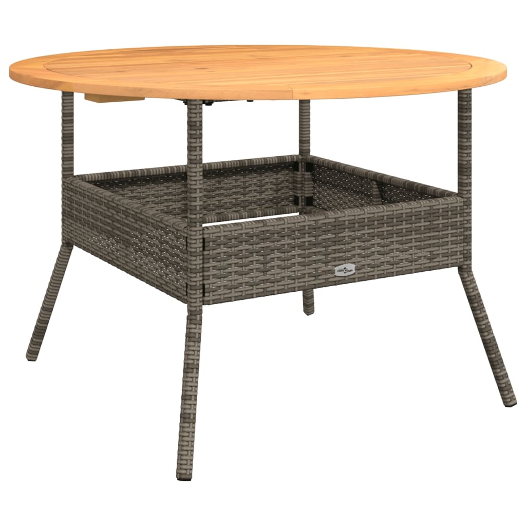 vidaXL Trädgårdsbord med akaciaträ grå Ø110x71 cm konstrotting