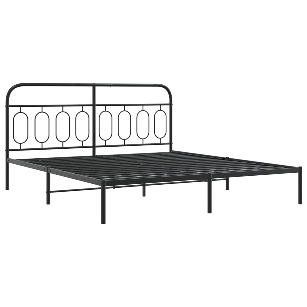 vidaXL Sängram med huvudgavel metall svart 193x203 cm