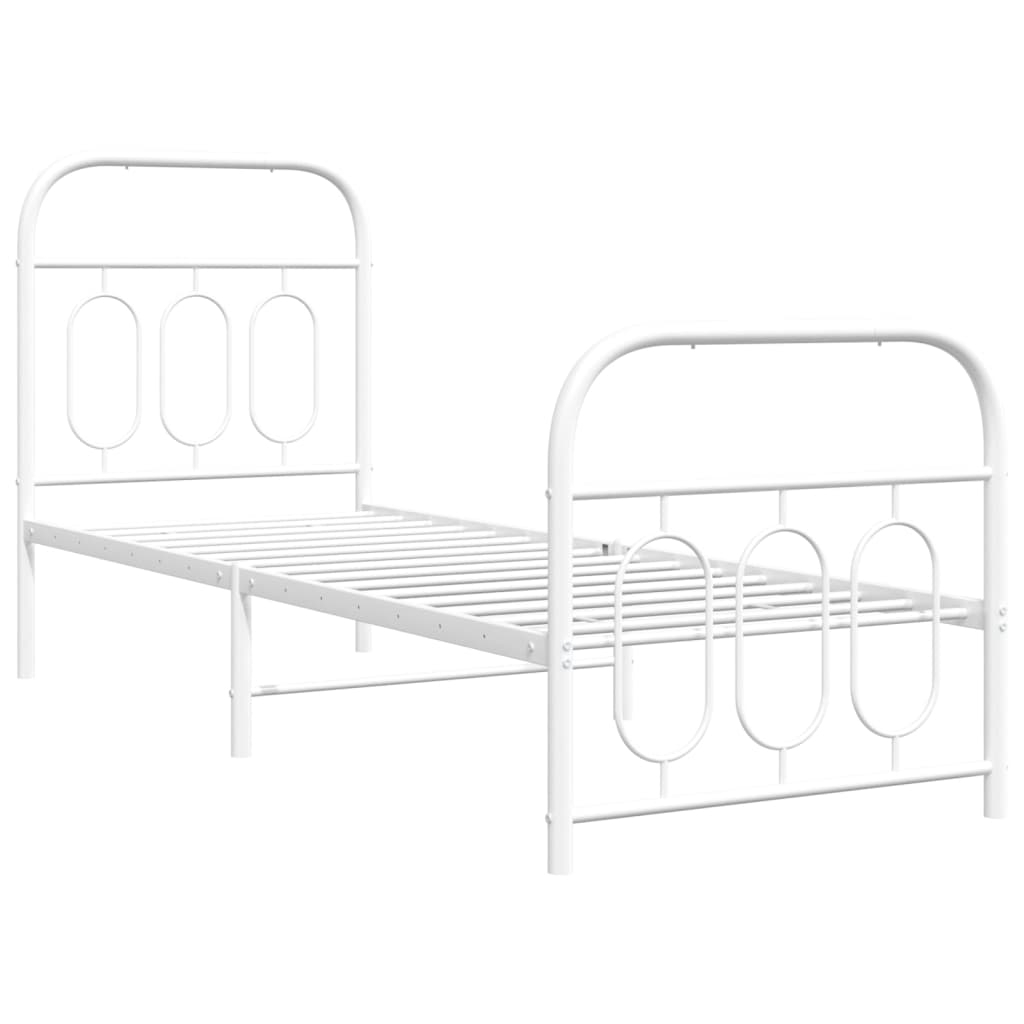 vidaXL Sängram med huvudgavel och fotgavel vit metall 75x190 cm