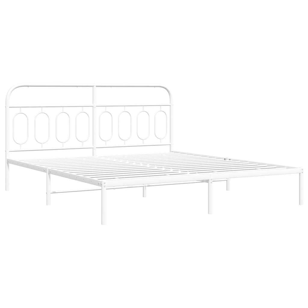 vidaXL Sängram med huvudgavel metall vit 193x203 cm