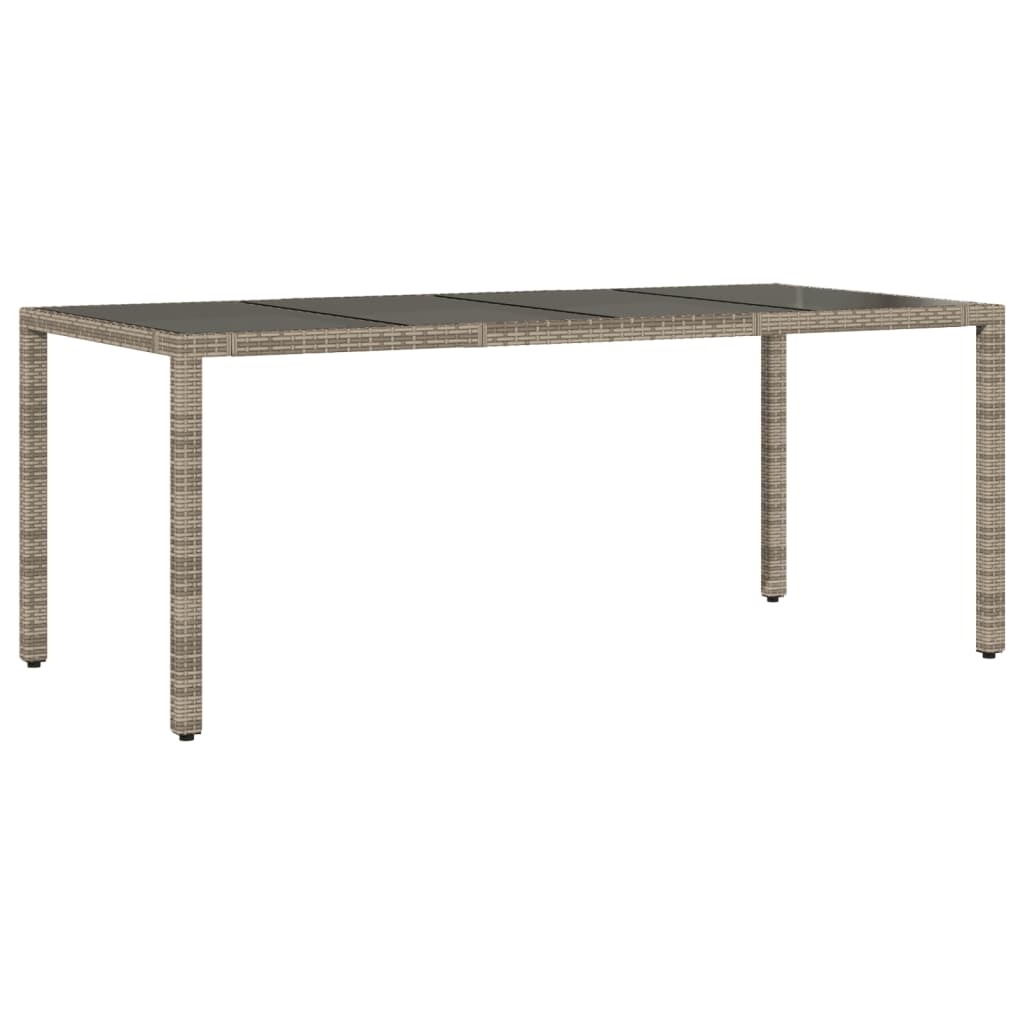 vidaXL Trädgårdsbord med glasskiva grå 190x90x75 cm konstrotting