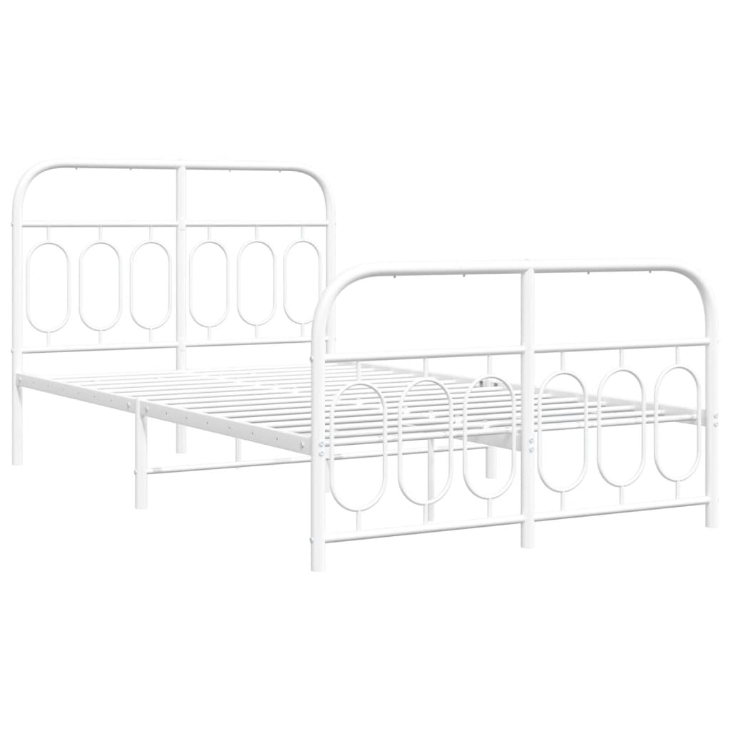vidaXL Sängram med huvudgavel och fotgavel vit metall 120x190 cm