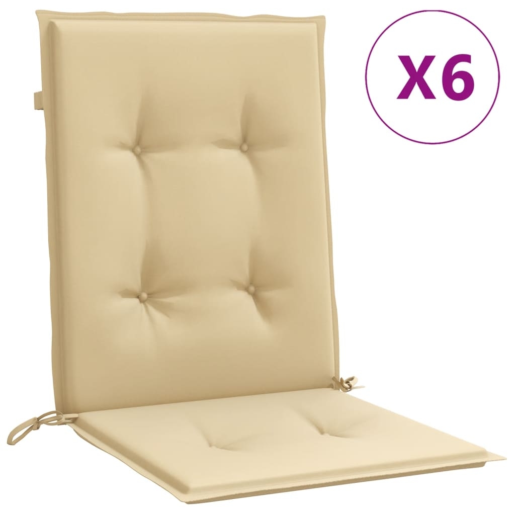 vidaXL Stolsdynor lågt ryggstöd 6 st melerad beige 100x50x4 cm tyg