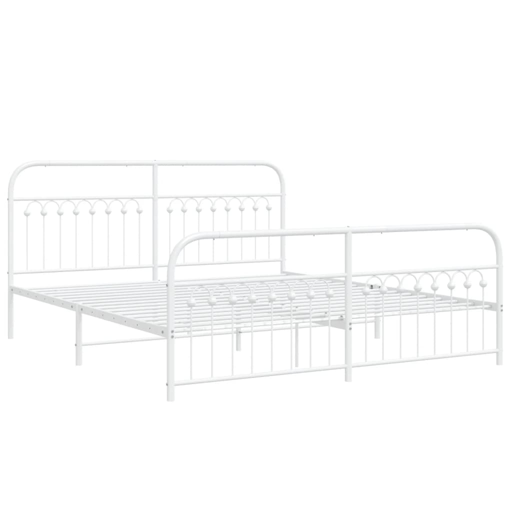 vidaXL Sängram med huvudgavel och fotgavel vit metall 183x203 cm