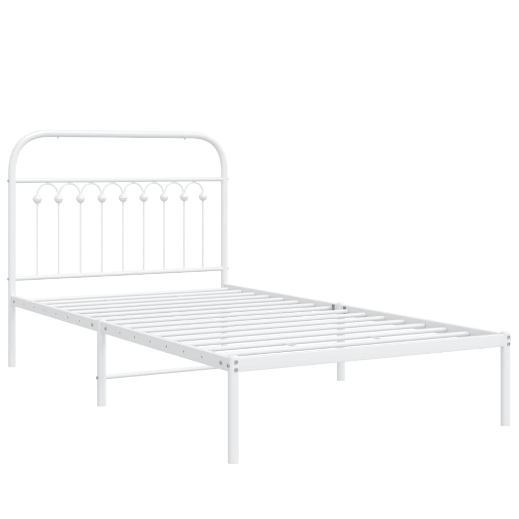 vidaXL Sängram med huvudgavel metall vit 100x200 cm