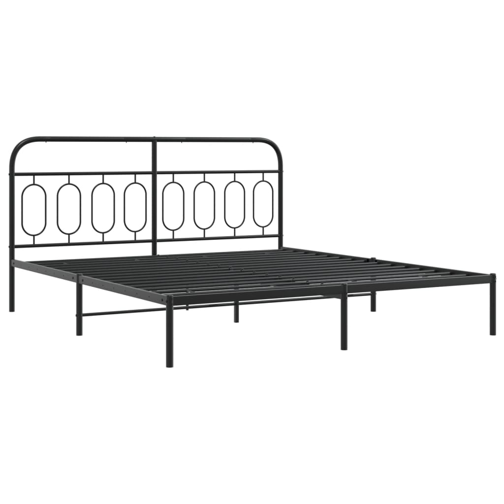 vidaXL Sängram med huvudgavel metall svart 183x213 cm