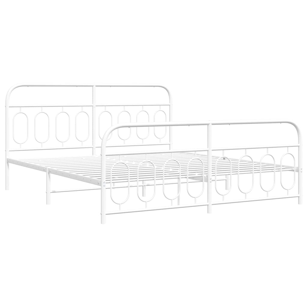 vidaXL Sängram med huvudgavel och fotgavel vit metall 183x213 cm