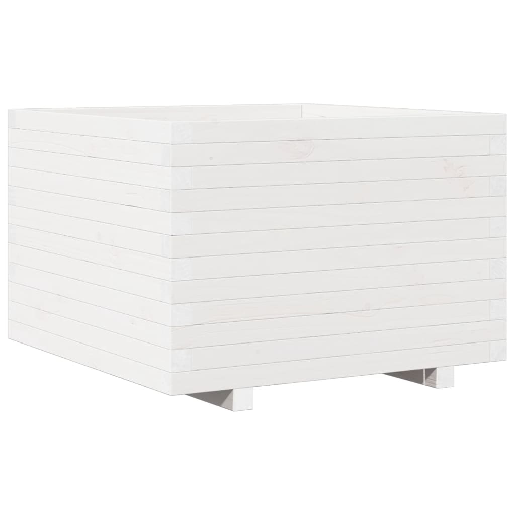 vidaXL Odlingslåda vit 70x70x49,5 cm massiv furu