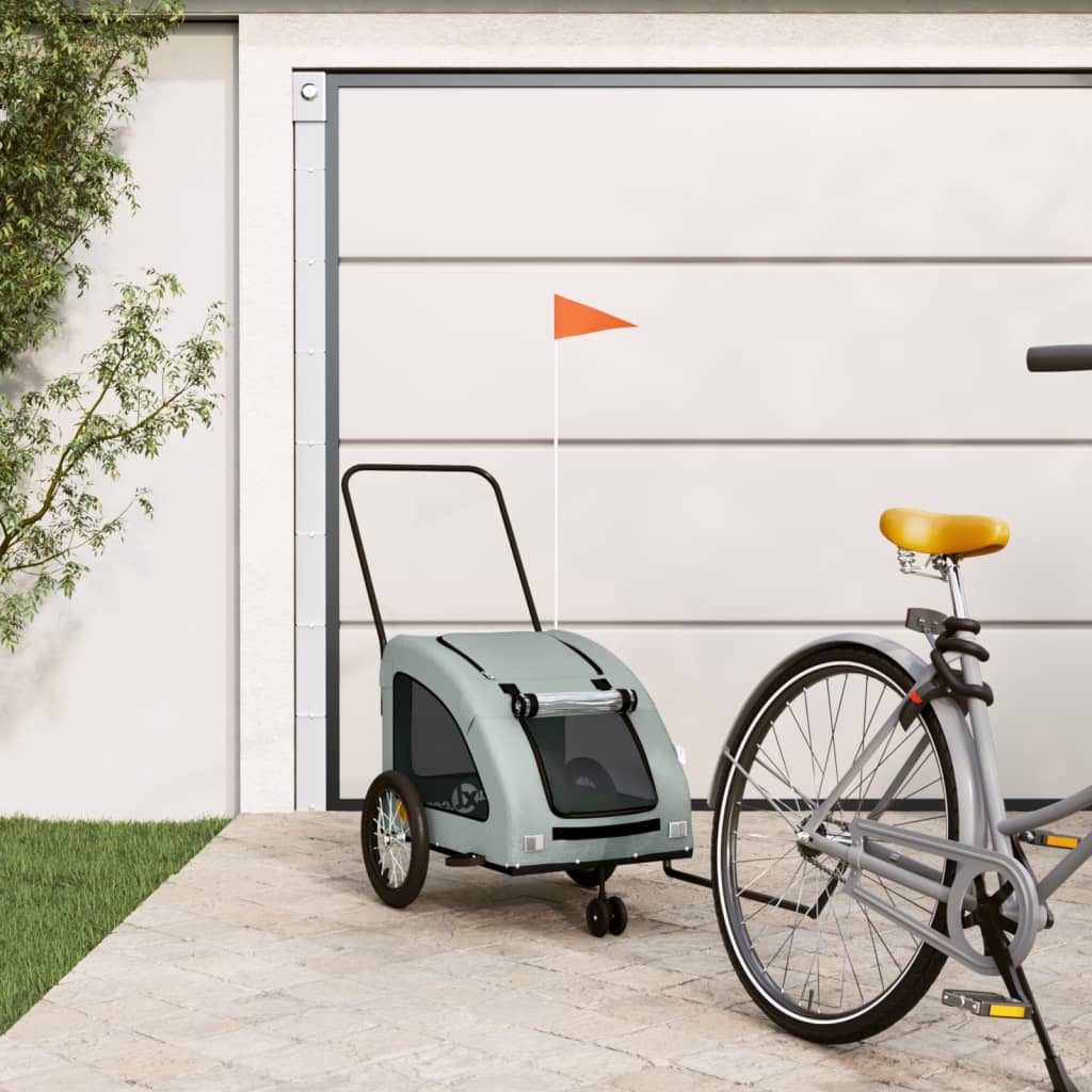 vidaXL Cykelvagn för djur grå oxfordtyg och järn
