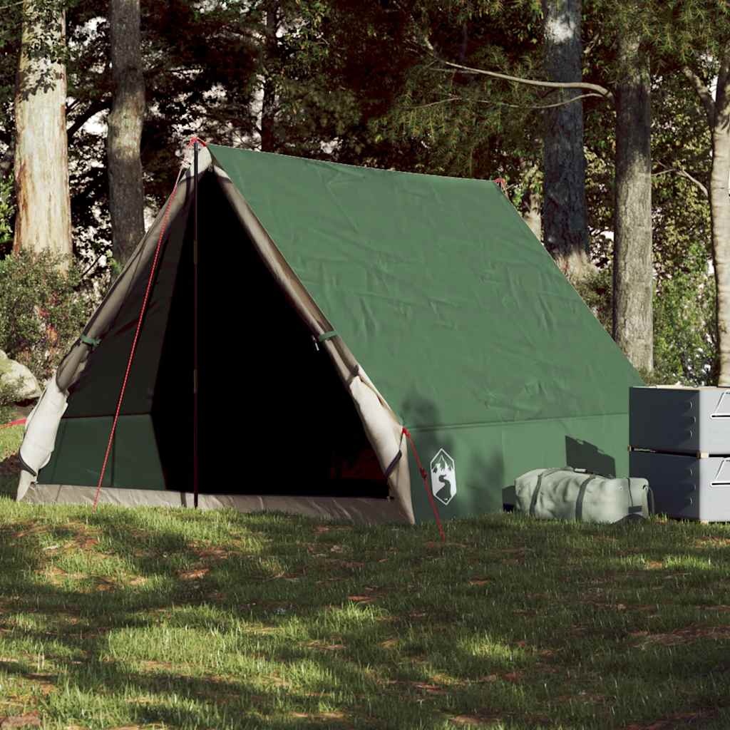 vidaXL Campingtält A-ram 2 personer grön vattentätt