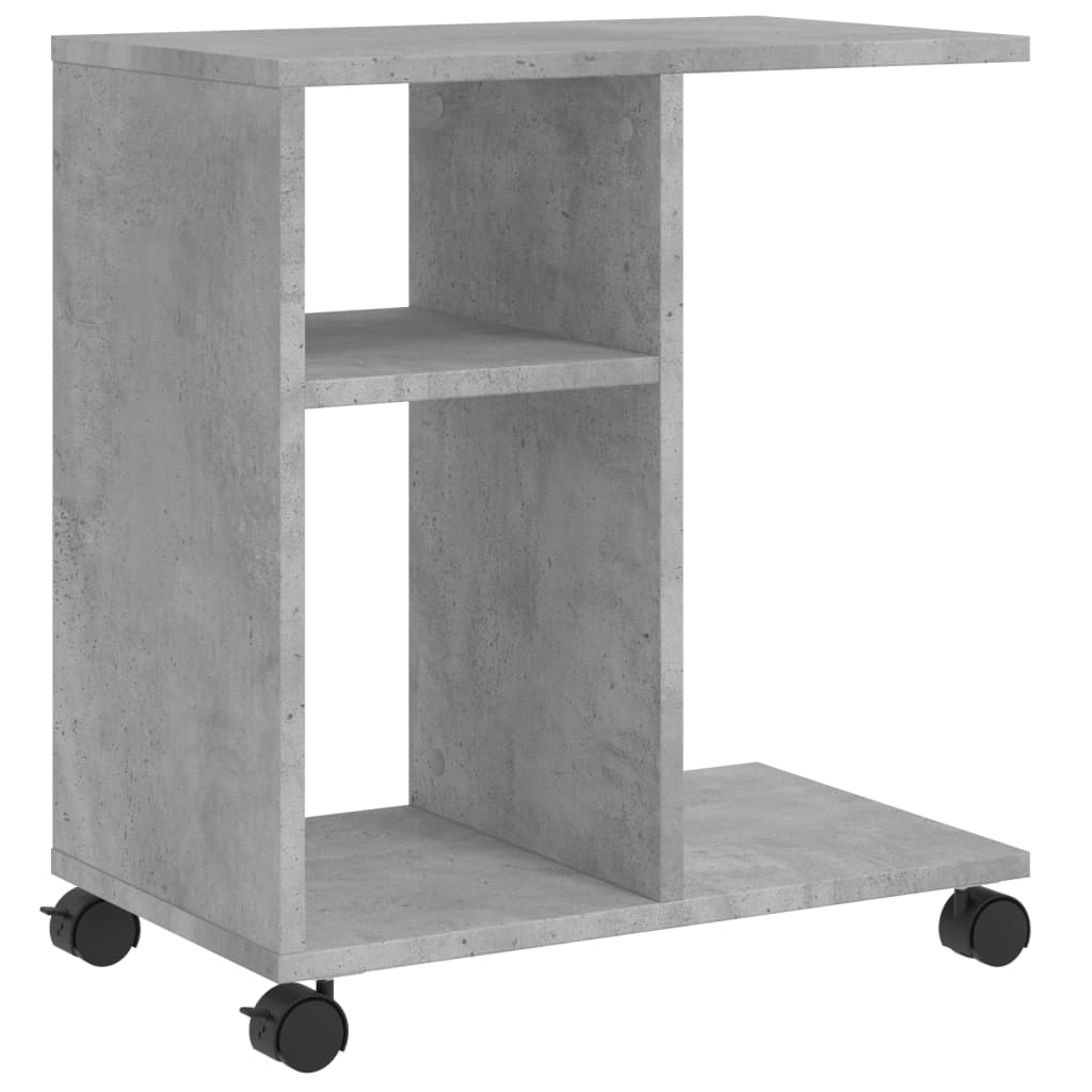 vidaXL Sidoskåp med hjul betonggrå 50x30x55 cm konstruerat trä