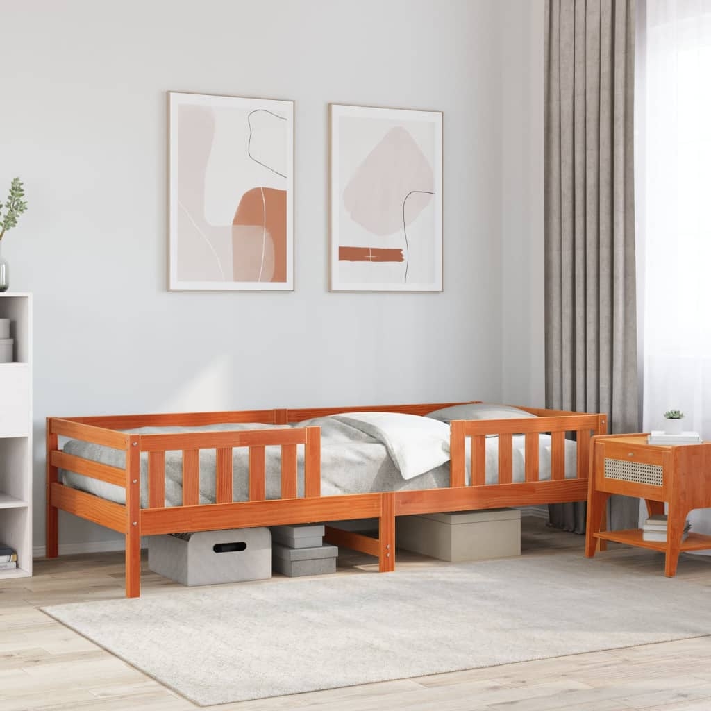 vidaXL Sängram vaxad brun 80x200 cm massiv furu