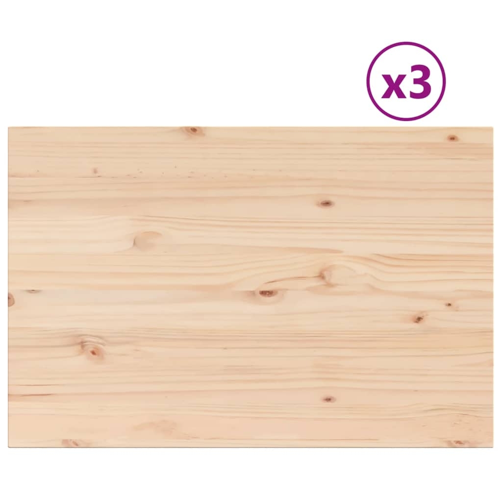 vidaXL Bordsskivor 3 st 80x53x1,7 cm rektangulär massiv furu