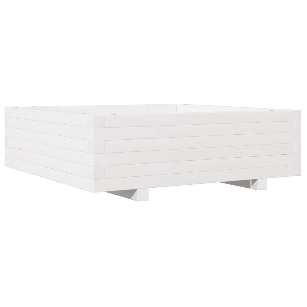 vidaXL Odlingslåda vit 80x80x26,5 cm massiv furu