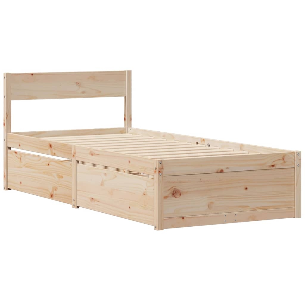 vidaXL Sängram utan madrass 75x190 cm massiv furu