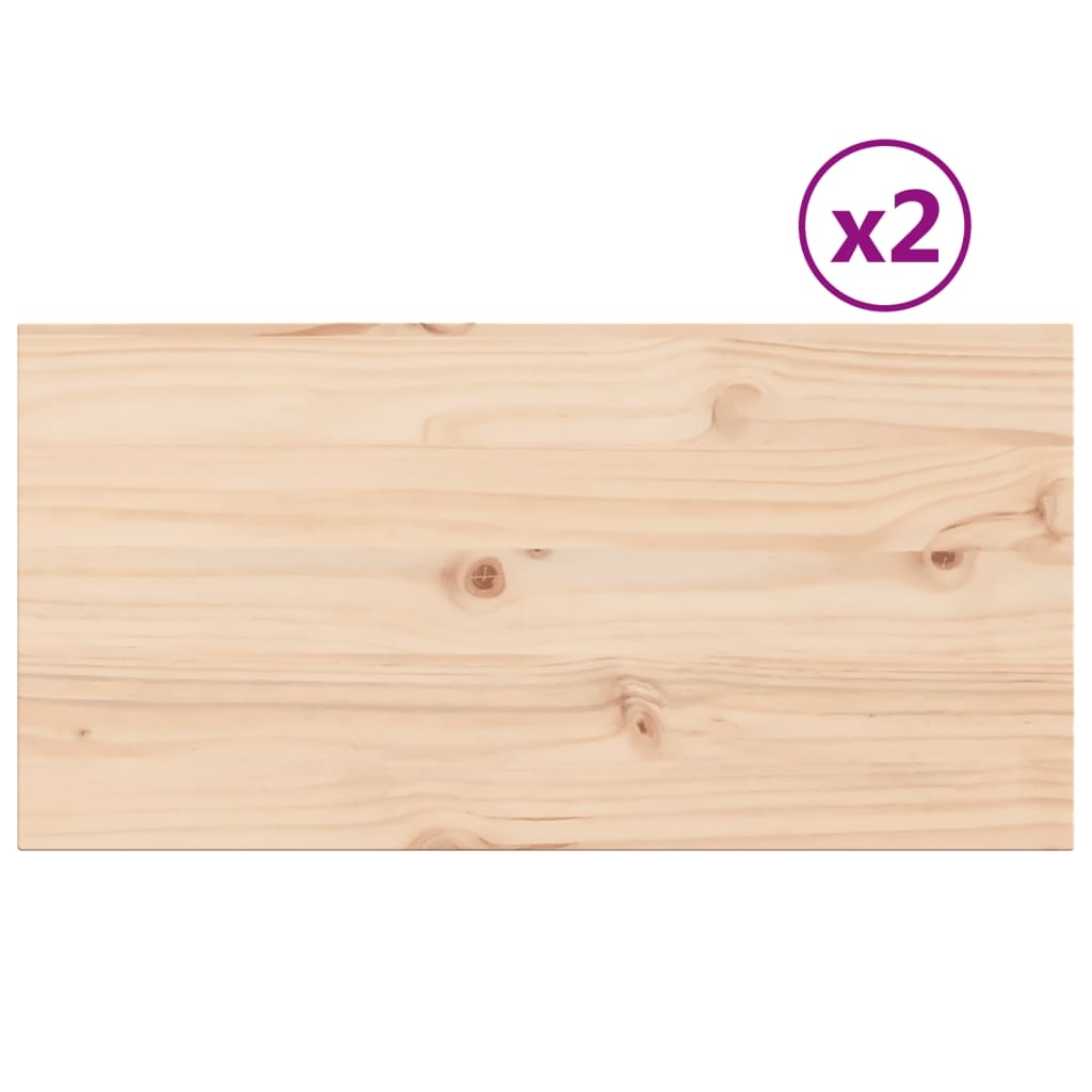 vidaXL Bordsskivor 2 st 80x40x2,5 cm rektangulär massiv furu