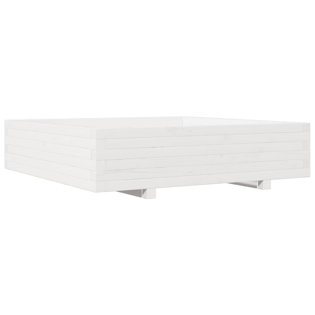 vidaXL Odlingslåda vit 100x100x26,5 cm massiv furu