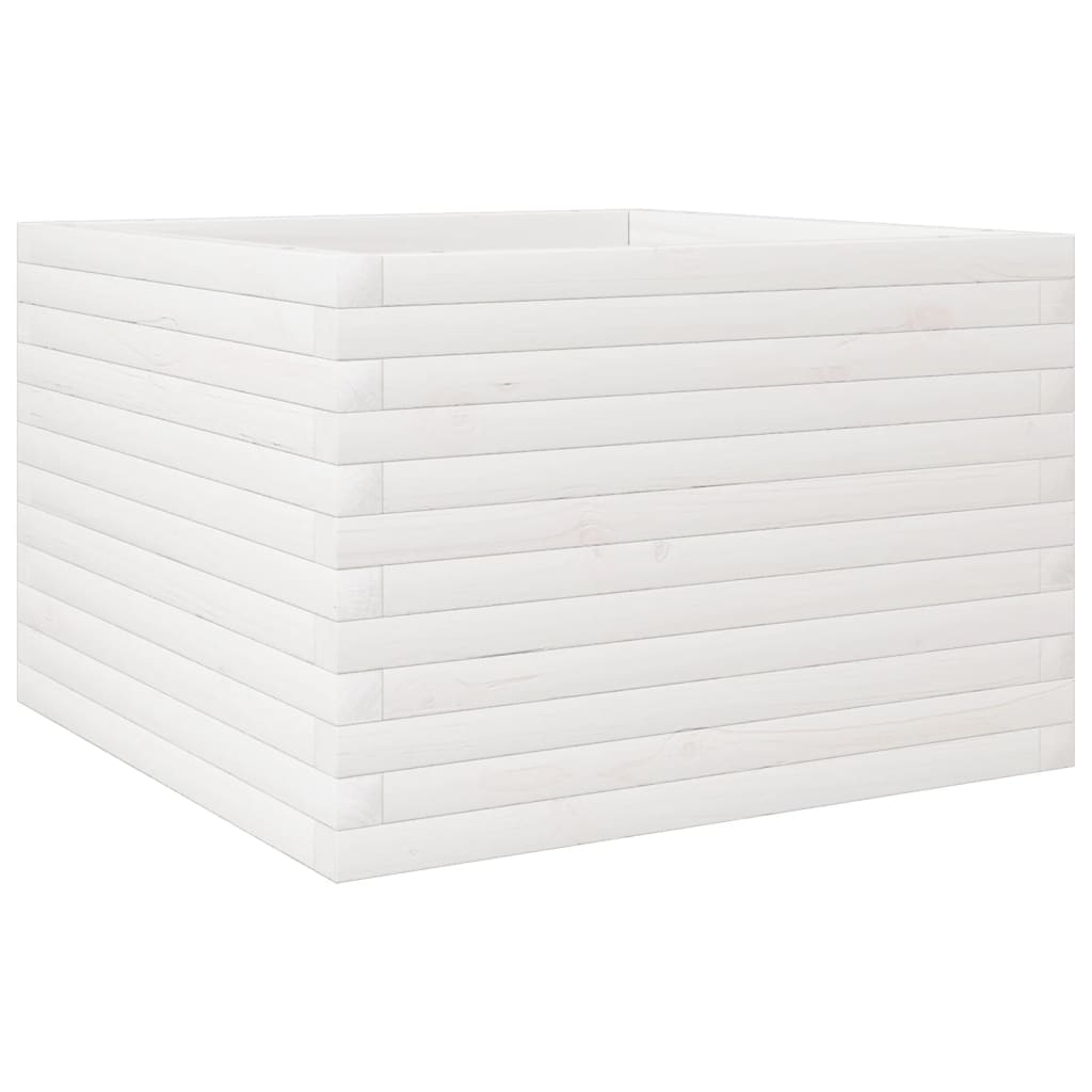 vidaXL Odlingslåda vit 70x70x45,5 cm massiv furu