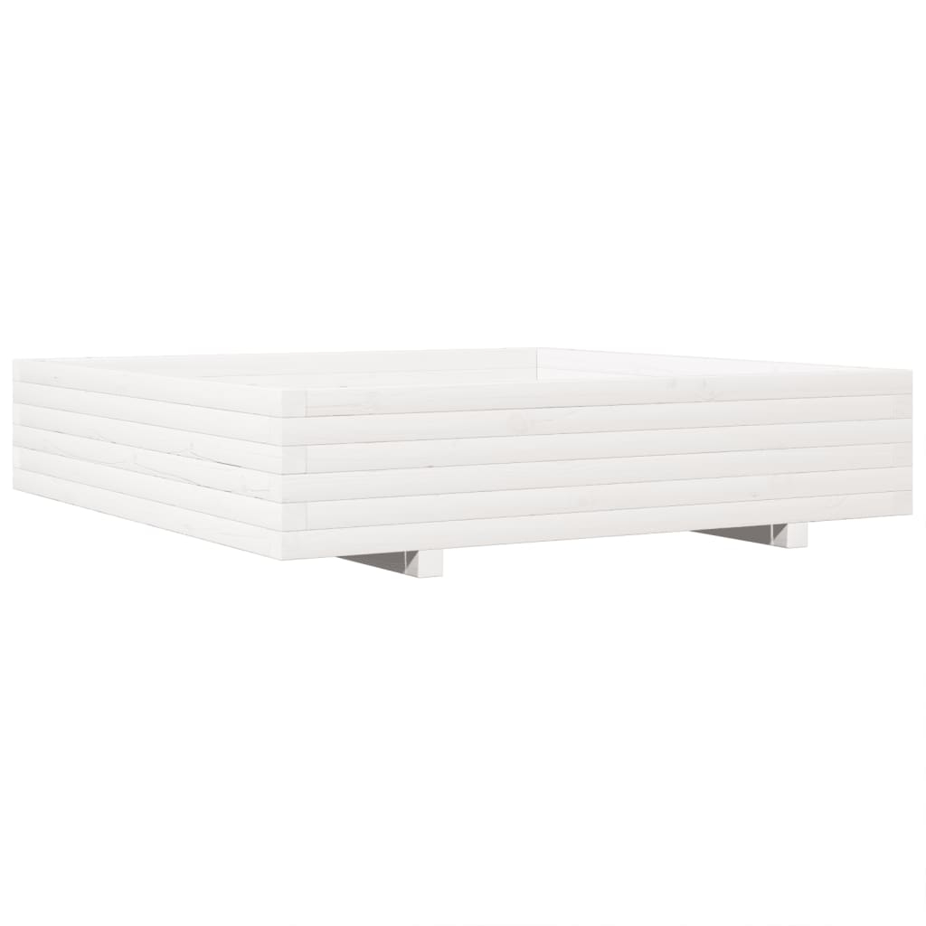 vidaXL Odlingslåda vit 110x110x26,5 cm massiv furu