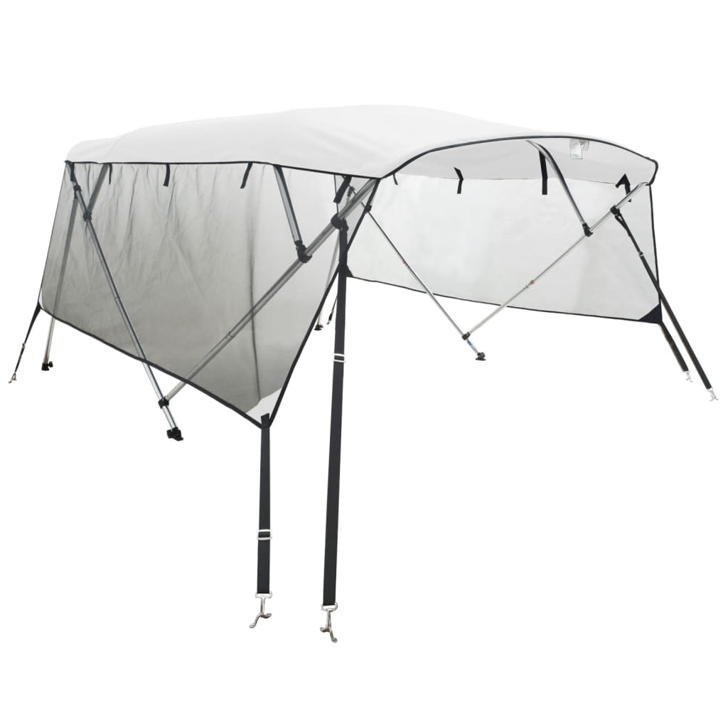 vidaXL Båtkapell med 4 bågar med sidoväggar i nät 243x(185-198)x137 cm
