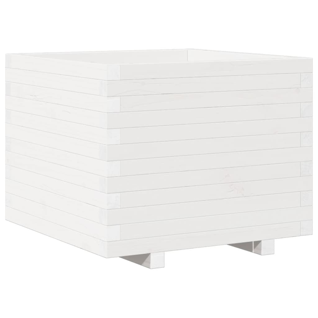 vidaXL Odlingslåda vit 60x60x49,5 cm massiv furu