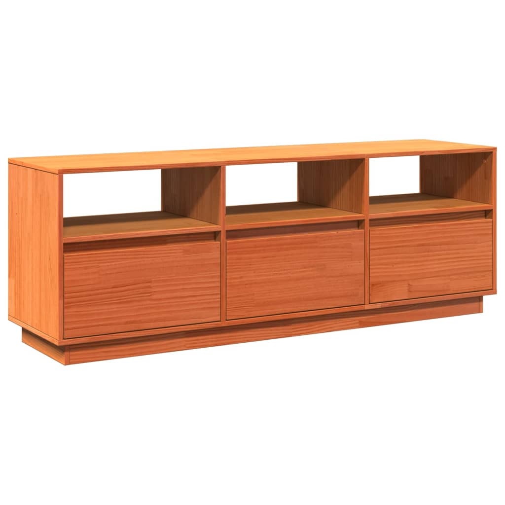 vidaXL Tv-bänk vaxbrun 140x37x50 cm massiv furu